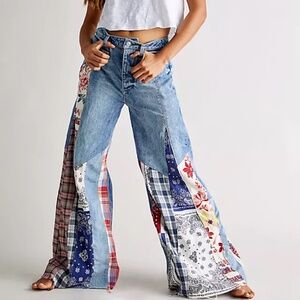 Free People Cortez Pieced Patchwork Jeans- Only worn once!